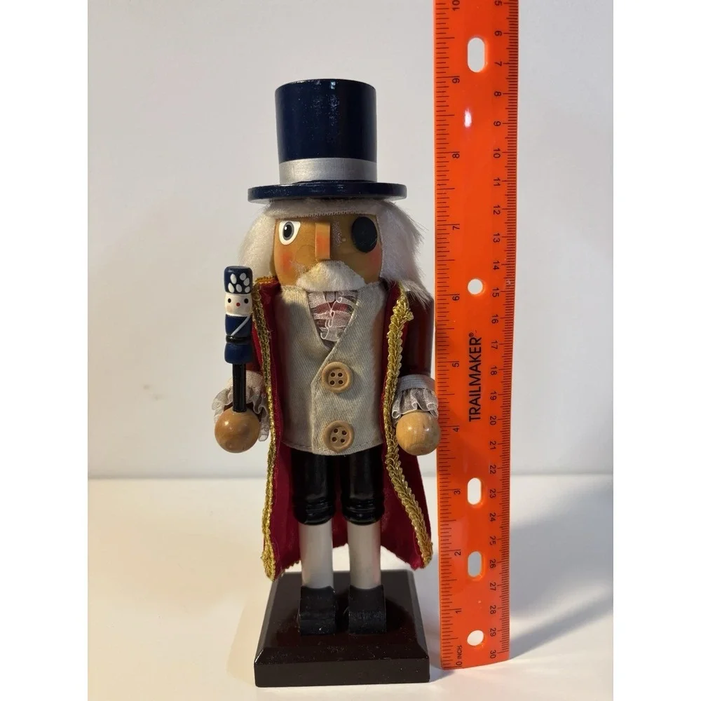 Christmas Nutcracker Wooden Soldier Figurine Top Hat Red Cape 10 in